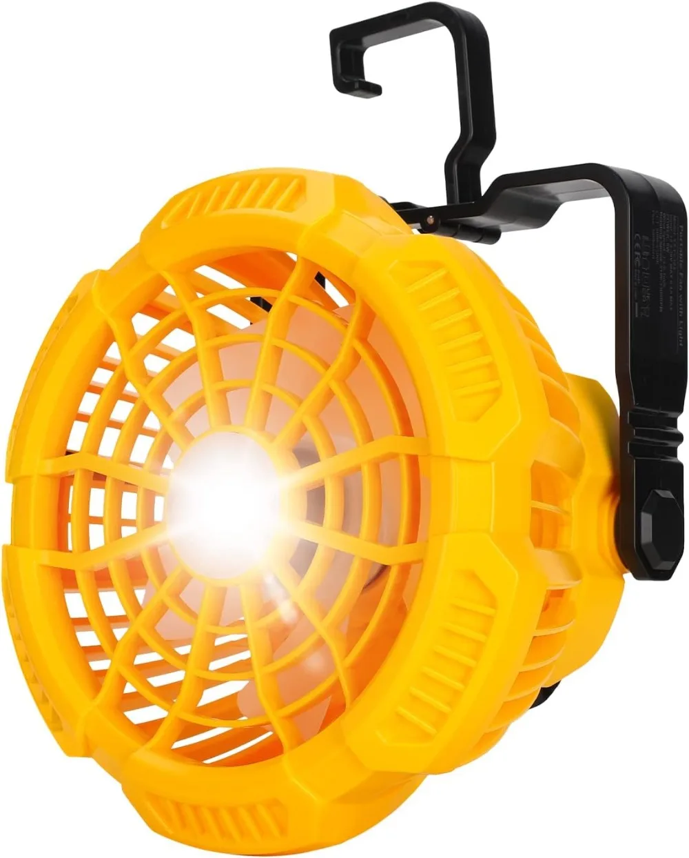 Portable Camping Fan with 9W LED Lantern For Dewalt 20V Li-ion Battery Tent Fan with Outdoor Rechargeable Fan for Hiking Camping