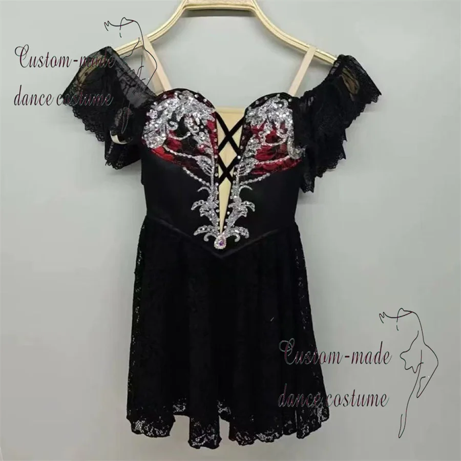 

Carmen Variations Ballet Dress Children's Customized Performance Dress Black Professional Short Skirt Puff Skirt Adult Ballet Pe