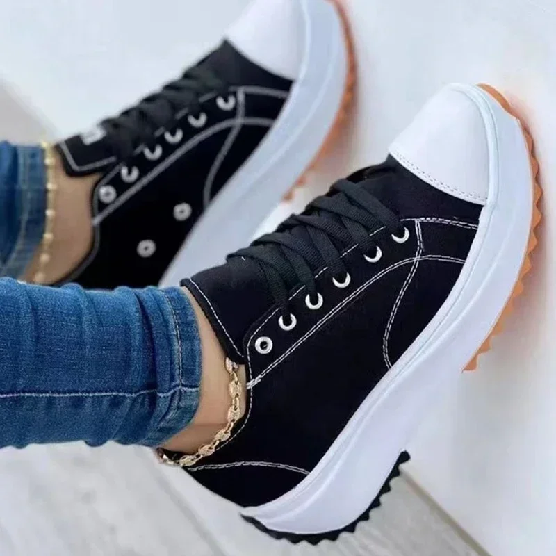 Women Pattern Canvas Sneakers Women Casual Shoes 2024 Women Sneakers Shoes Flat Lace-Up Zapatillas Mujer Chaussure Femme