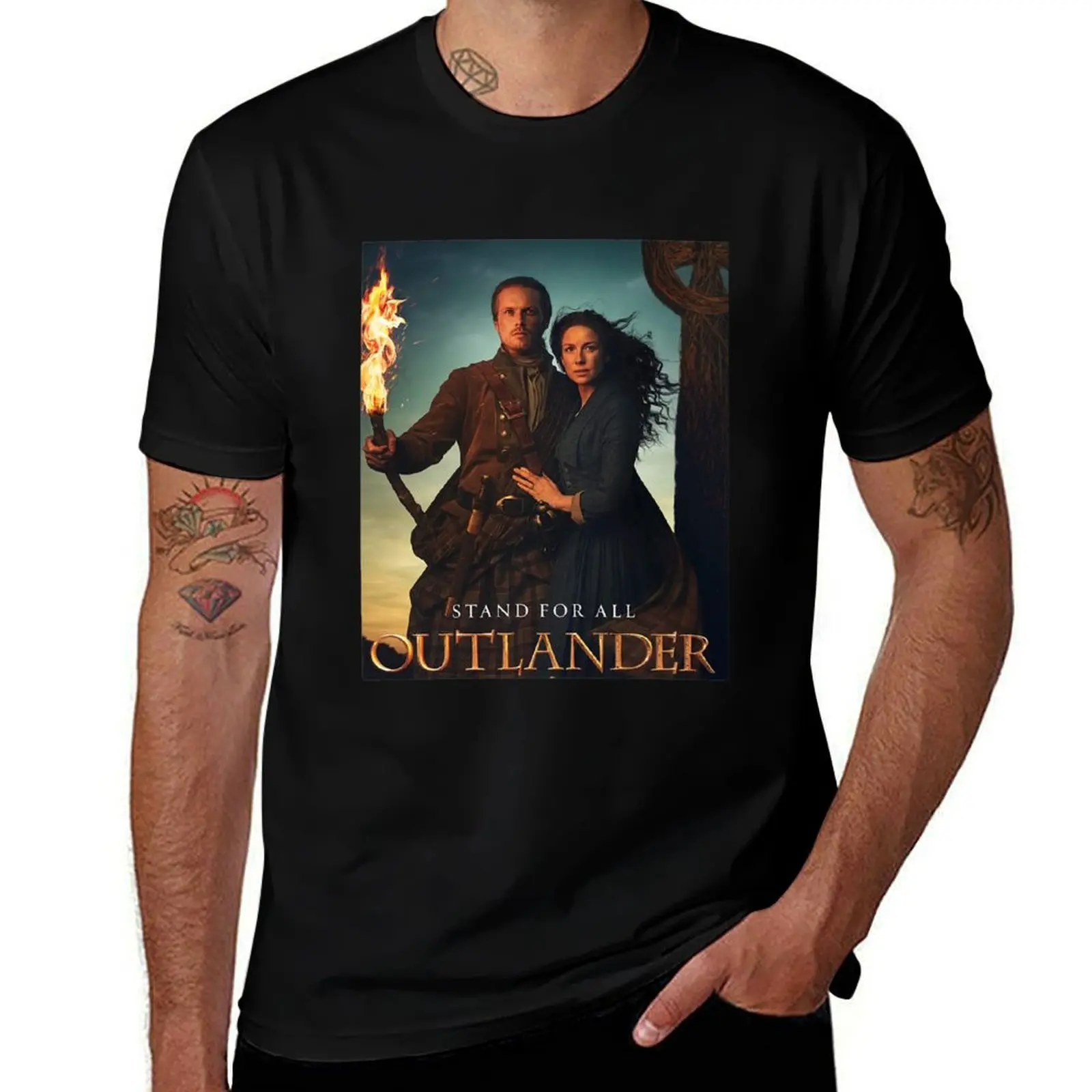 Outlander Stand For All Jamie and Claire T-Shirt All Match Print Short Sleeve Top T-Shirt
