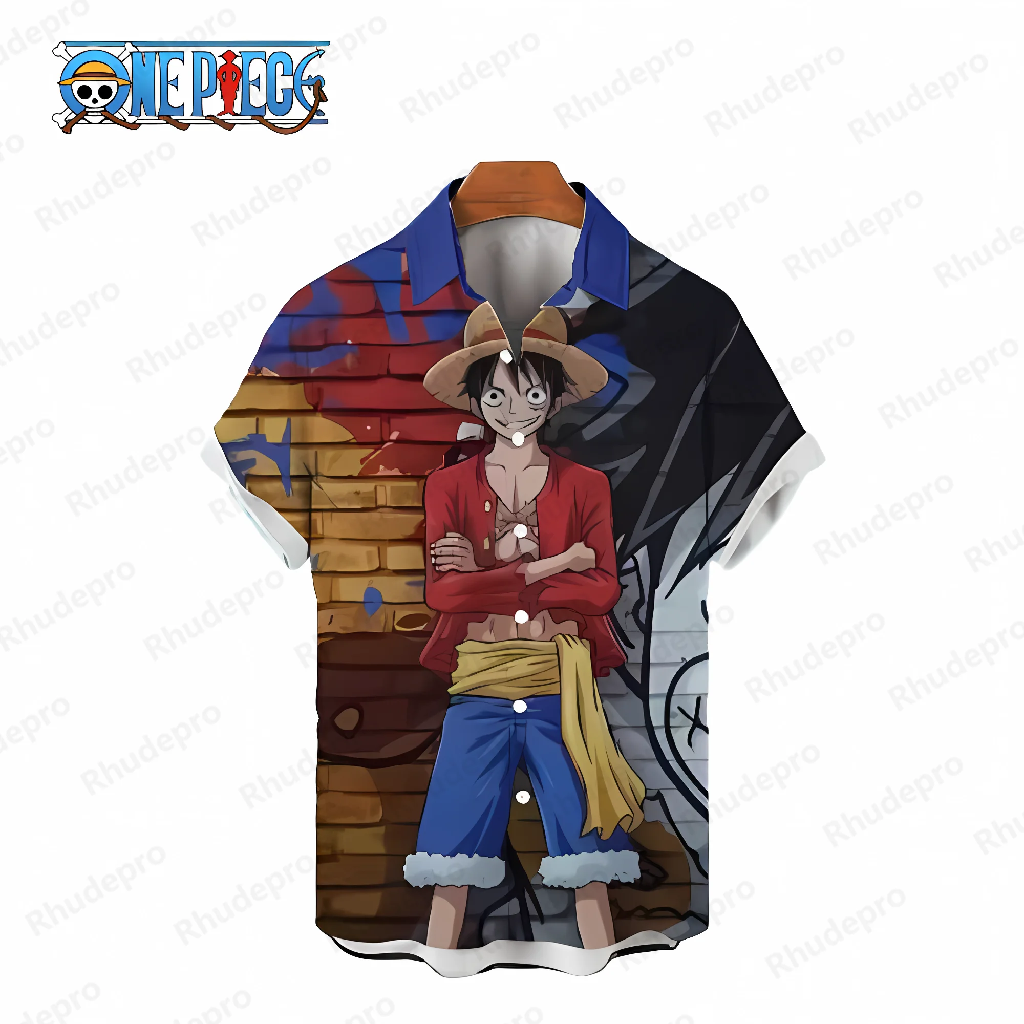 

One Piece Anime Shirts Blouses Men's Oversized Blouse Monkey D Luffy Fashion Mens Clothes 2024 Tops Cool Social Shirt Summer