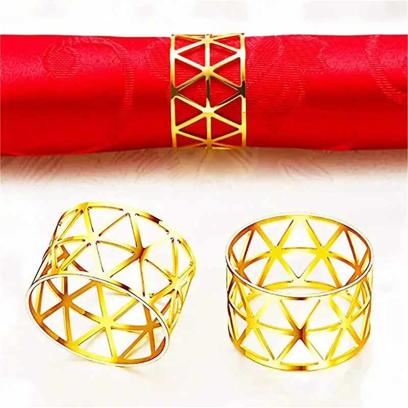 SYW-60 Pcs Of Round Mesh Napkin Ring Holder, Table Set Suitable For Casual Or Formal Occasions And Wedding Parties (Golden)