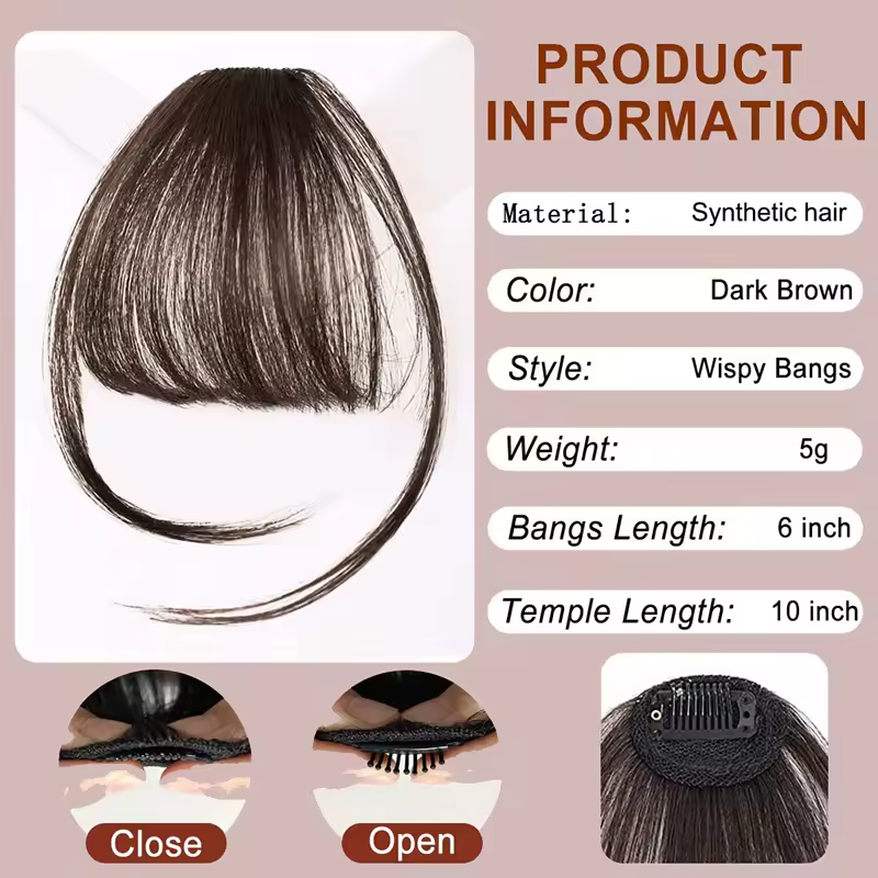 Fake Air Bangs Hair Styling Tools Hair Clip-In Extension Synthetic Hair Fake Fringe Natural False Hairpiece Women Clip In Bangs - Image 7