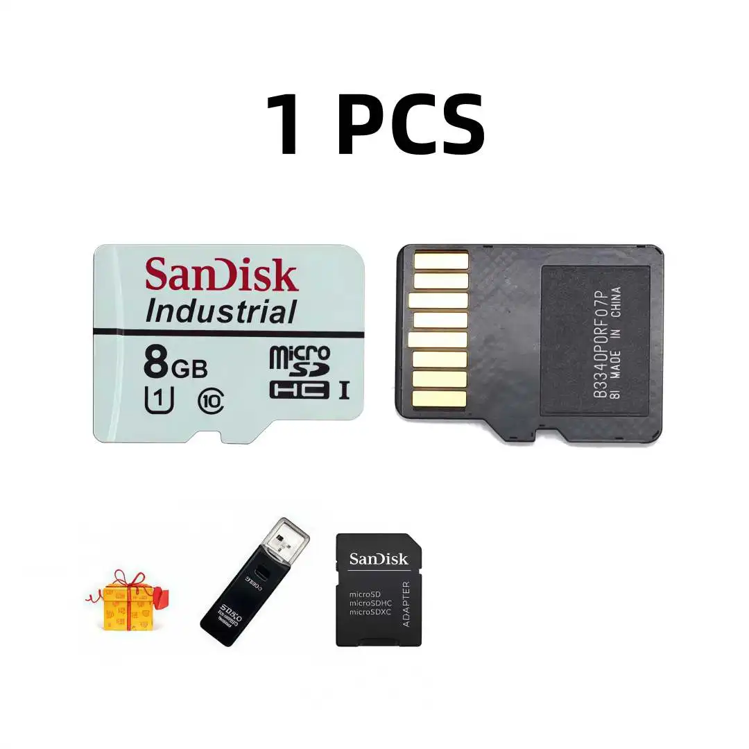 Originele SanDisk 8GB TF-kaart Industriële brede temperatuur MLC microSDHC-kaart C10 U1 met TF-kaart naar SD-kaartadapter