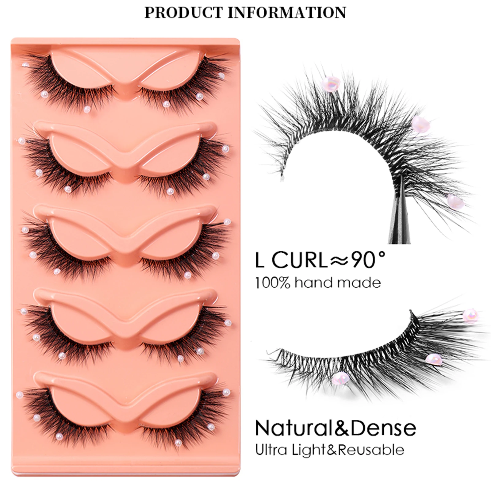 5Pair Natural Looking Long Eyelashes Female Wispy Fake Eyelashes for Beauty Blogger Makeup Supplies