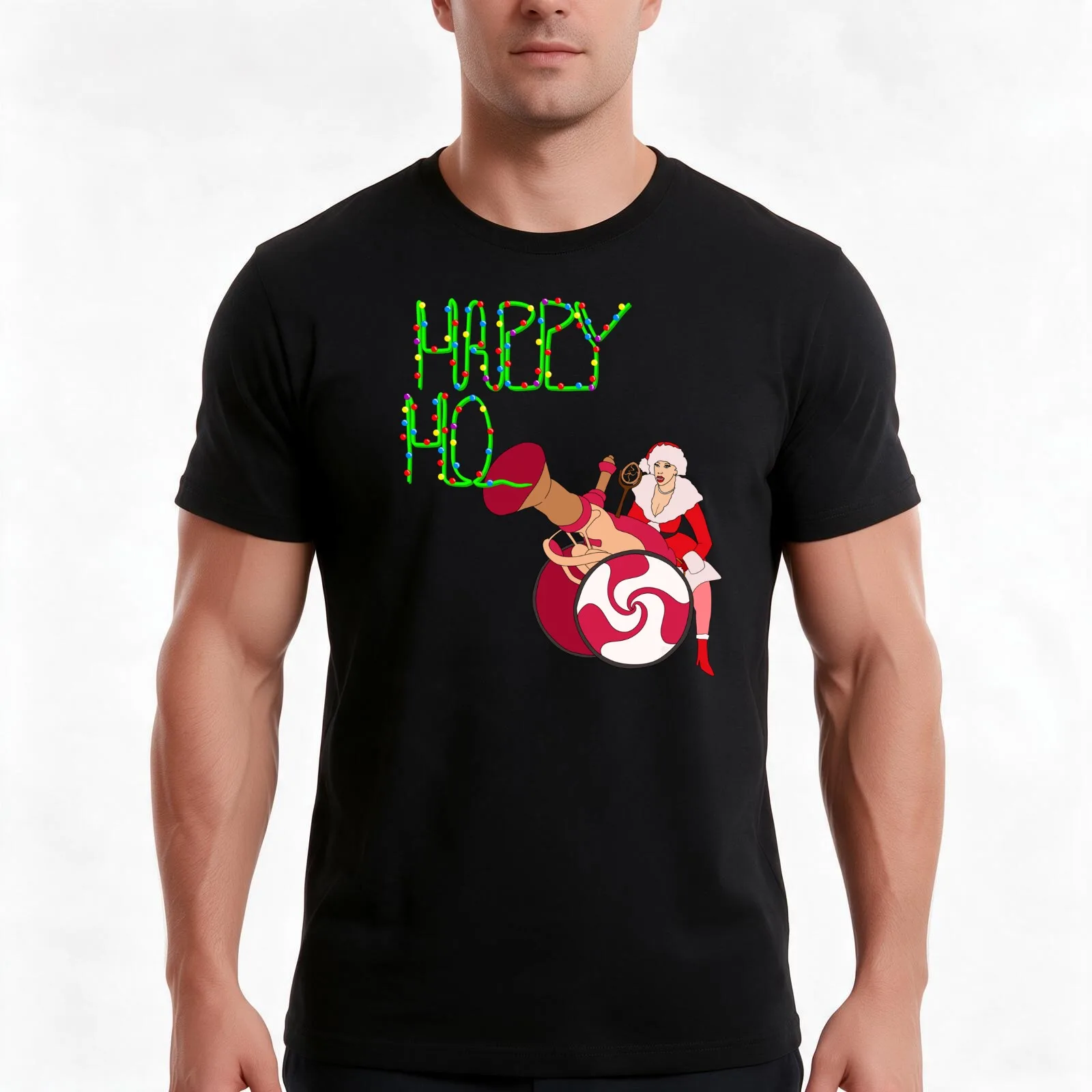 Happy Ho-lidays from Martha May T-Shirt, Summer Casual Cotton Tee, Oversized Streetwear Tops, Vintage Graphic Print, 100% Cotton