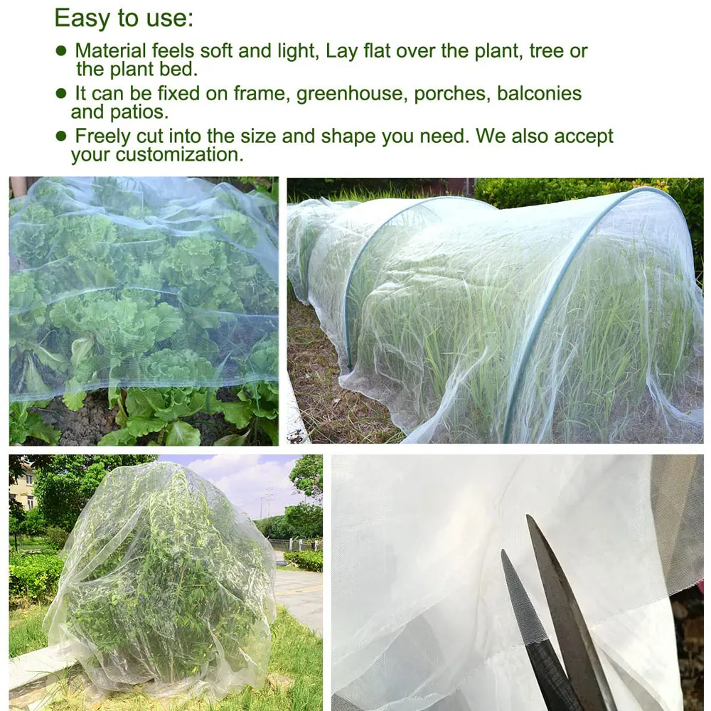 Garden Fine Mesh Insect Netting Covers For Greenhouse Breathable Light Protect Vegetable Plants Fruits Flowers Tree Net