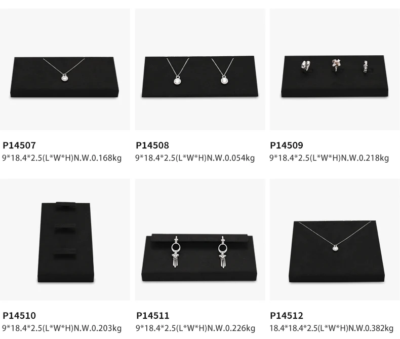 Oirlv Schwarzes Schmuck-Display-Set aus Mikrofaser für Halsketten, Ringe und Ohrringe, Kombinierbare Metall-Schmuck-Display-Tabletts für Geschäfte – Detail 10