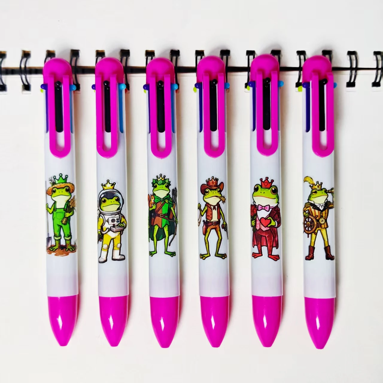 

8pcs/15pcs Creative Frog Prince Shape Multi color Pen Daily Office Student Learning Stationery Gift Ballpoint Pen