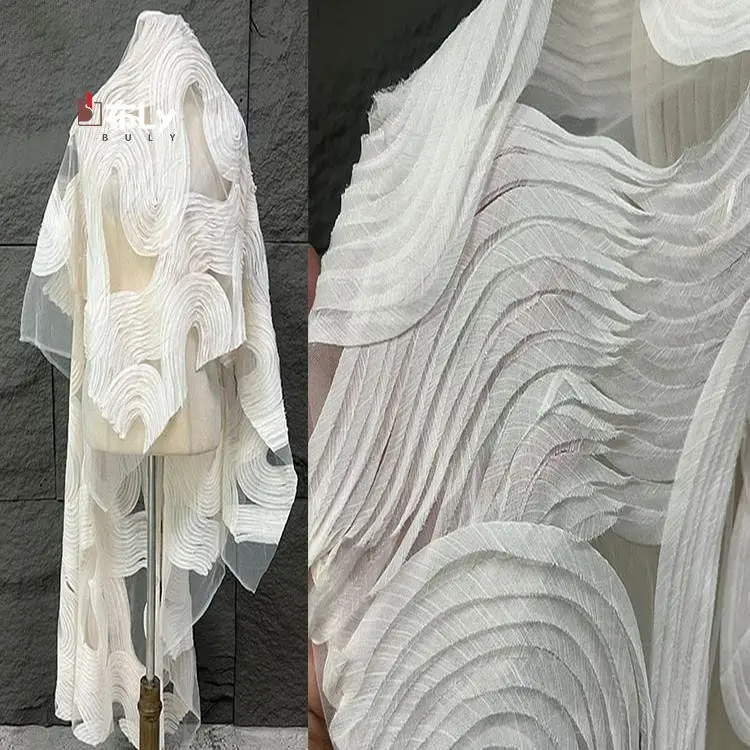 

Wave 3D Skin-Friendly Sheer Mesh Fabric Irregular For Vest Dress Designer