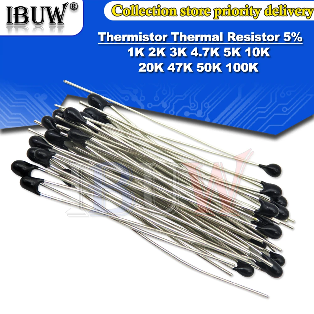 20PCS MF52AT B 3950 NTC Thermistor Thermal Resistor 5% 1K 2K 3K 4.7K 5K 10K 20K 47K 50K 100K MF52