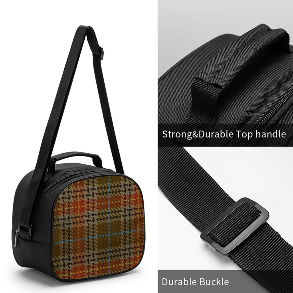 Fashion Check Portable Lunch Bag Food Thermal Box Durable Cooler Lunchbox with Shoulder Strap Picnic Bag Office