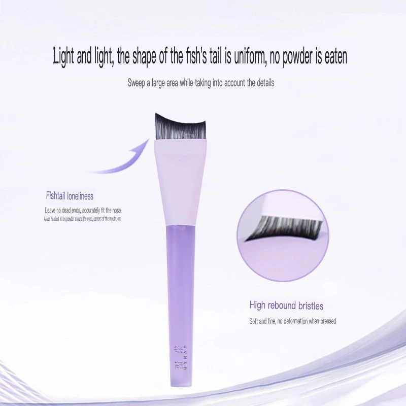 Ranyu Base Makeup CP Set, Powder Puff, Fishtail Foundation Brush, Professional New One-line Base Makeup Brush