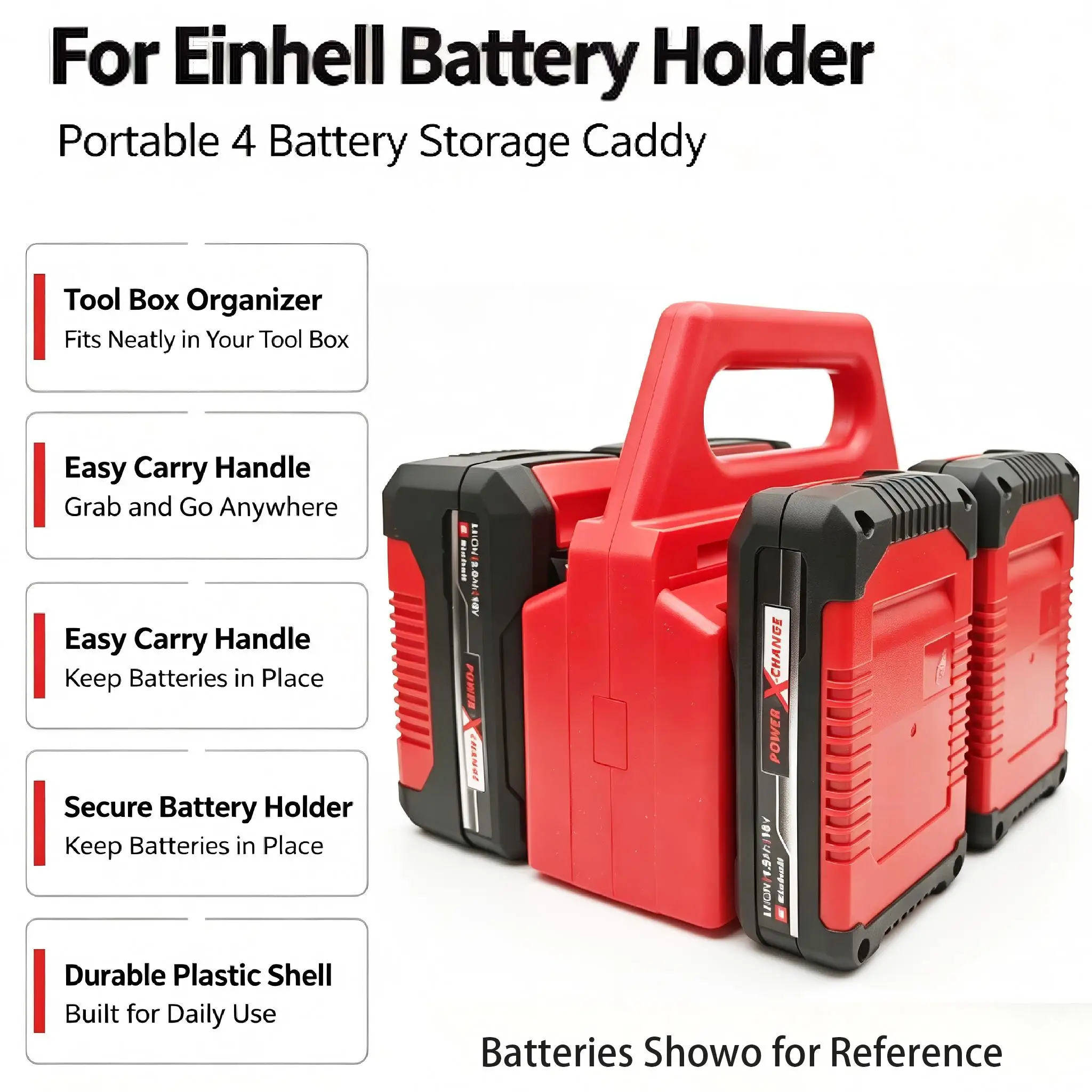 Lithium Batteries PXBAT52 Holder Storage Bracket Carry Case For Einhell For Ozito 18V Power (for X-Change) Series Organizer Rack