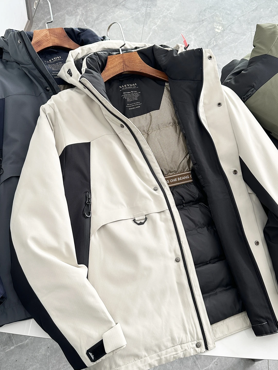 

Японская уличная спецодежда 90 Du down, ветрозащитная, водостойкая, мужская, зимняя, цветная, теплая, с капюшоном, пуховая, Jaet