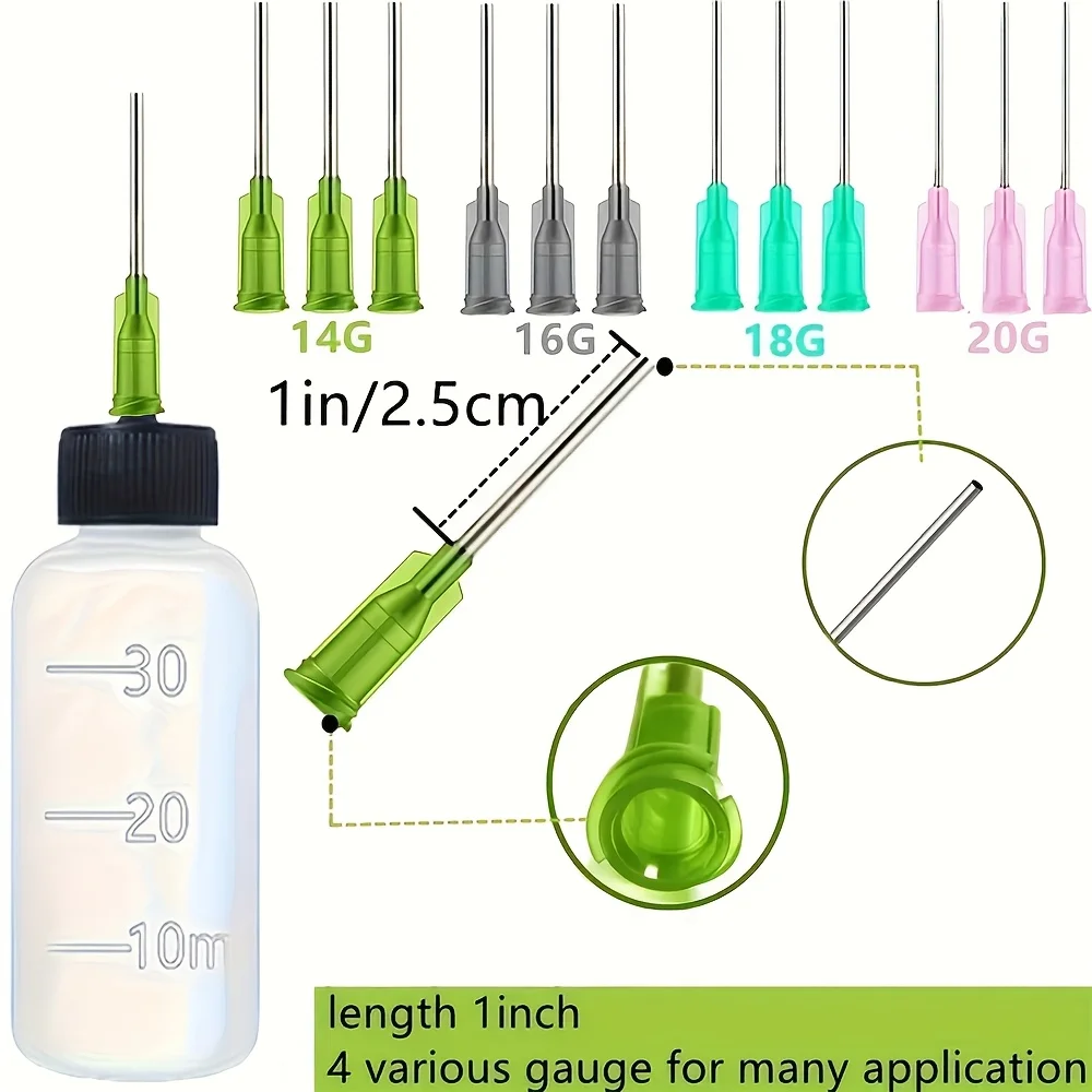 6-Piece Set of 30ml Precision Tip Applicator Bottles - Plastic Squeeze Dropper Bottles with Multiple Blunt Needles, Round and Odorless, Suitable for Glue, Paint, and Oil image 6