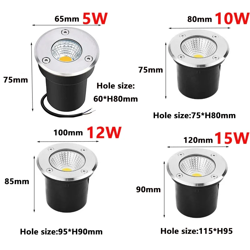 1PCS IP67 Waterproof LED Underground Light 5W10W12W15W Outdoor Garden Lighting Path Courtyard Site Landscape AC110V220V 12V