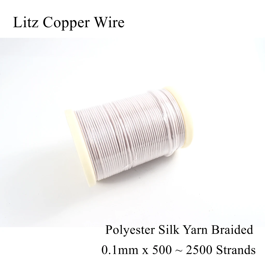 0.1mm x 500 600 700 800 900 1000 Strands Litz Copper Wire Mine Antenna Multi Core Shares Polyester Silk Yarn Braided Cable 0.1