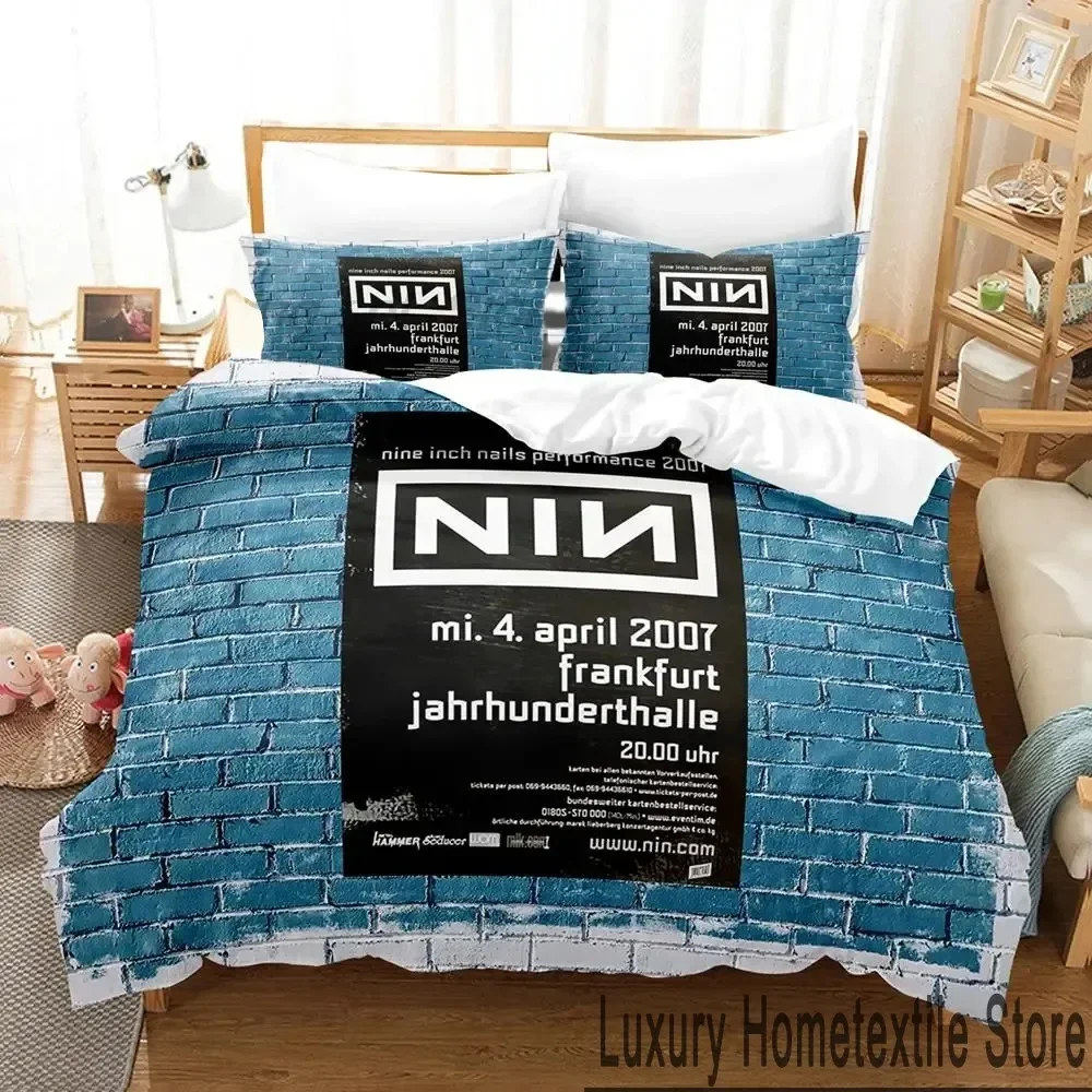 

3D Print NIN Nine Inch Nails Bedding Set Duvet Cover Bed Set Quilt Cover Pillowcase Comforter king Queen Size Boys Adult Bedding