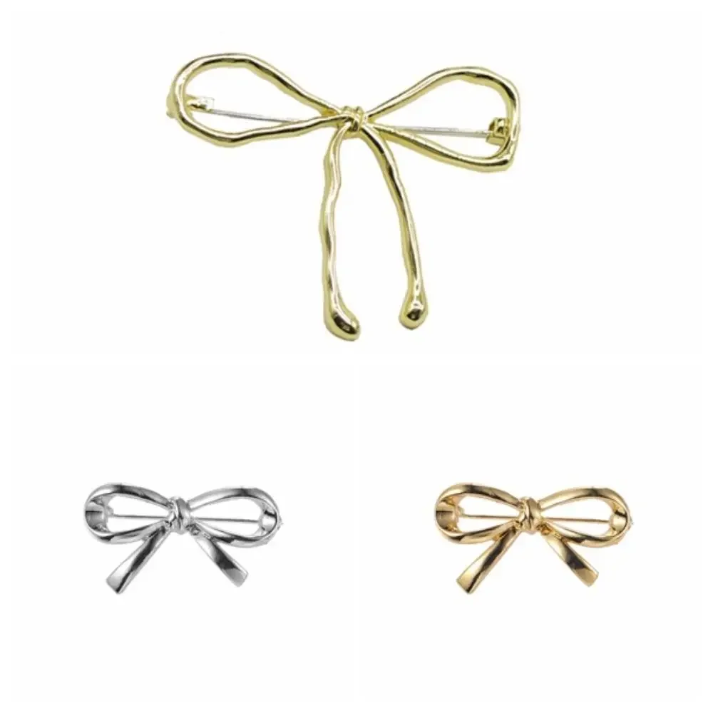 Balletcore Bowknot Brooch Alloy Korean Style Hollow Metal Brooch Jewelry Accessories Bag Buckle Anti-Exposure Brooch Girls