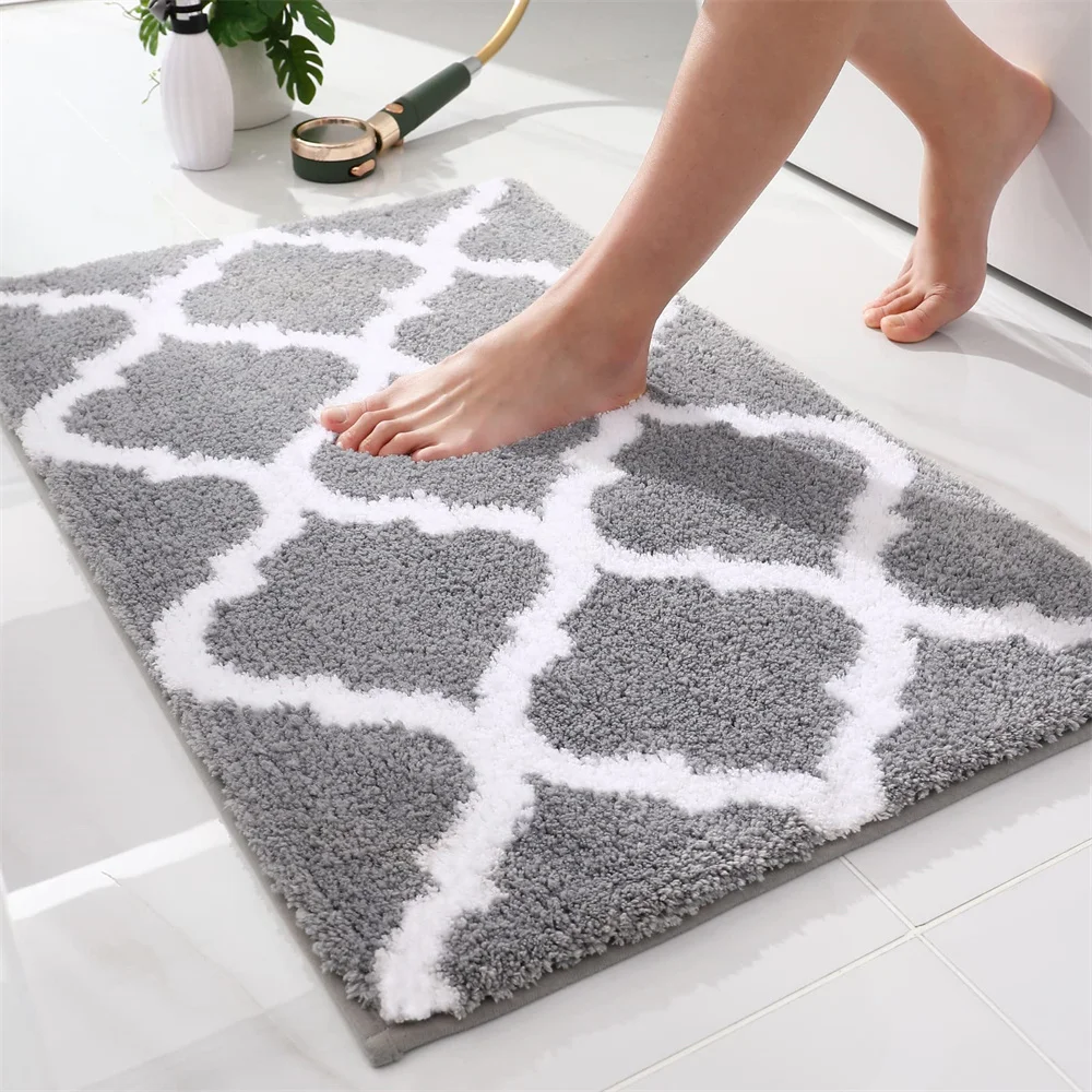 

Homaxy Luxury Bath Mat Bathroom Shower Mats Super Soft Absorbent Microfiber Rug Water Bathtub Anti-slip Floor Carpet Foot Rugs