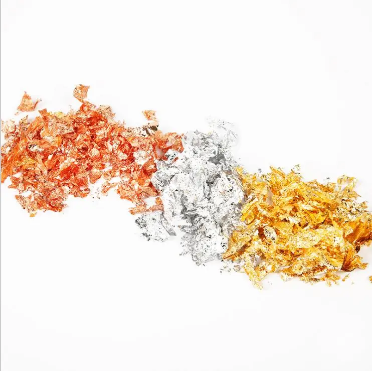 Serpihan Daun Perak Aluminium Lembut Dekorasi Seni Kerajinan Bahan Serpihan Lukisan 1Kg Serpihan Daun Perak Imitasi