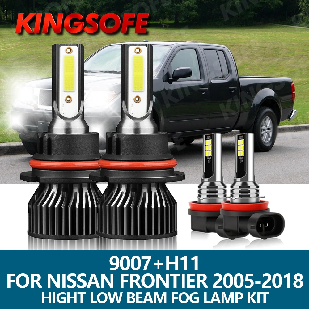 

4Pcs LED Headlight 9007 H11 Car Light 12000LM 72W 6000K COB Chip Hight Low Beam Bulbs Fog Lamp Kit For Nissan Frontier 2005-2018