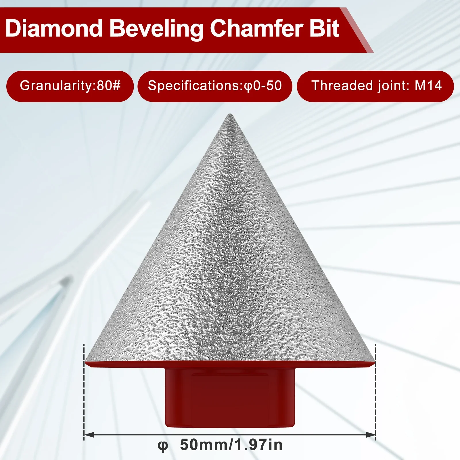 1/3 ชิ้น 50 มิลลิเมตรเพชร Chamfer Bit, บดกระเบื้อง Bevelling เซรามิคหินอ่อนคอนกรีตรูเจาะก่ออิฐเจาะ Crowns การก่อสร้าง