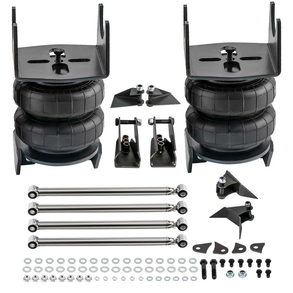 2x 2500lb Suspension Bags Heavy Duty Steel Bars Weld-On 4 Axle Link Kit For LKW