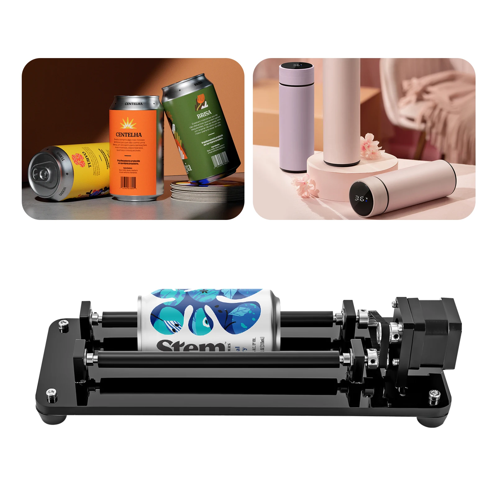 Rotary Engraving Roller Y-axis Engraver Rotary Roller Rotary Axis Attachment 360° Auto-Rotate for Cylinders 30-200mm