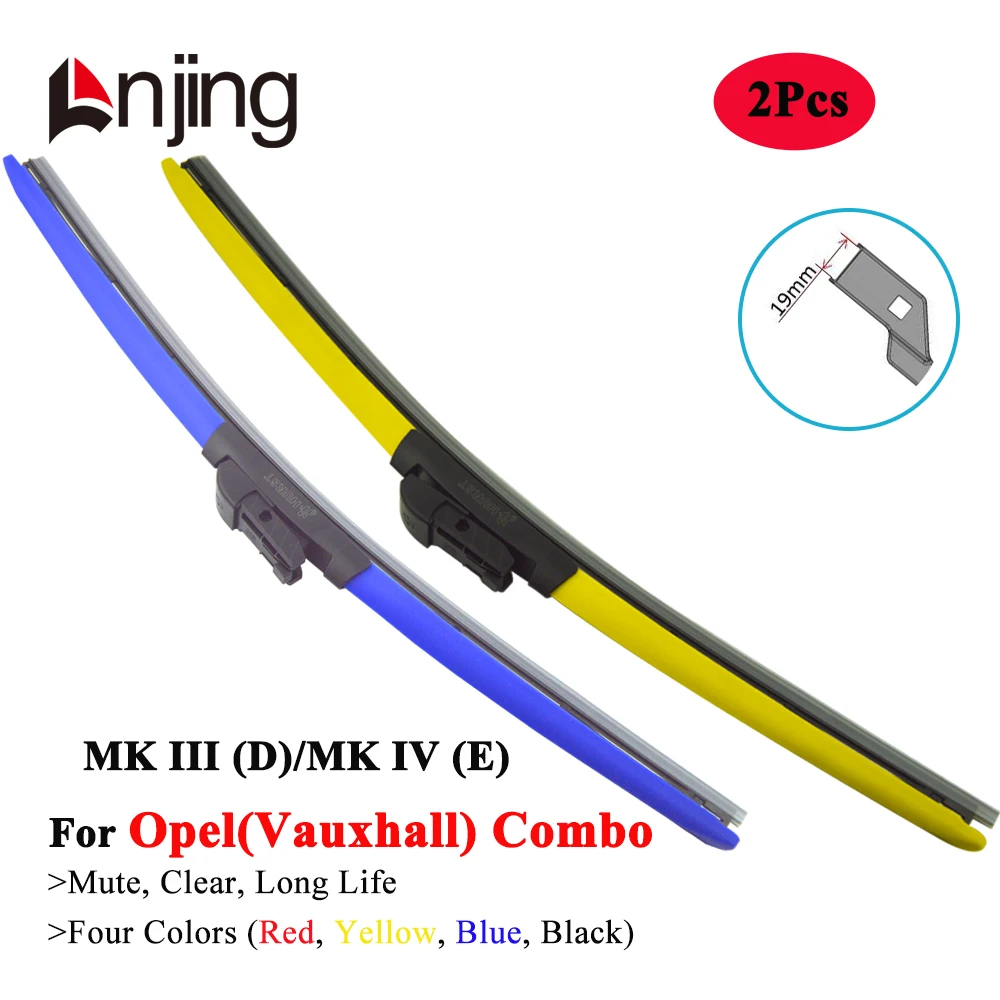 LNJING Colorful Wiper Blades For Opel Vauxhall Combo Life MPV D E X12 X19 K9 2011 2012 2014 2015 2016 2018 2020 2022 2023 2024