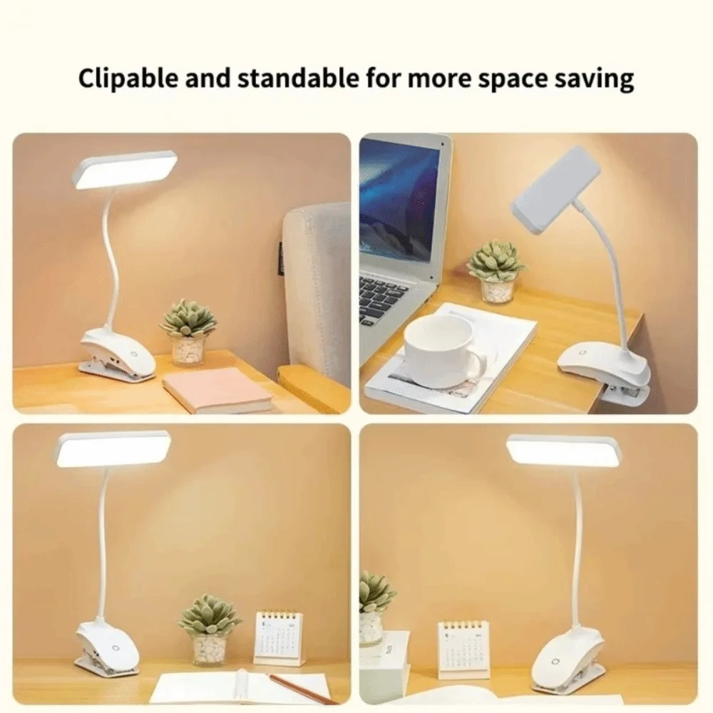 

3 Colors LED Clamp Desk Lamp Touch Dimming Flexible LED Book Clip Lights Foldable 360° Rotate Reading Lamp with Clip Dormitory