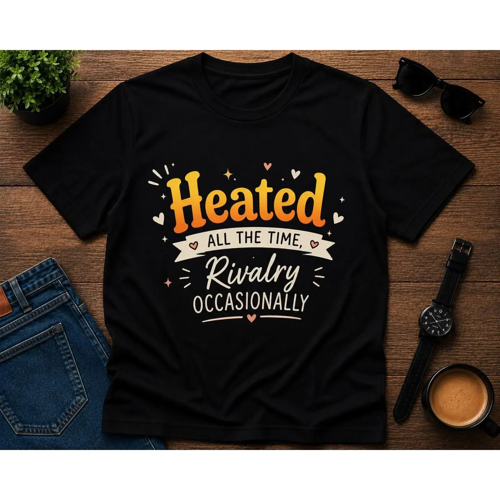 Heated All The Time Rivalry Occasionally T Shirt Sports Rival  vintage Washed Breathable Casual Versatile Stretched fashion