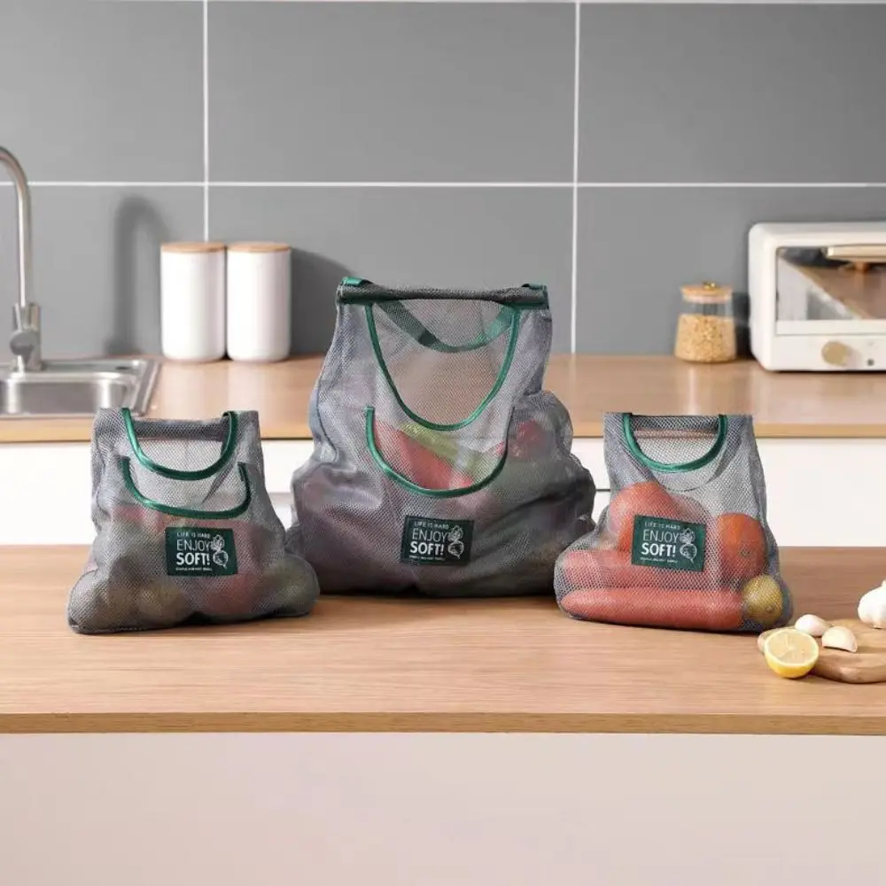 Keuken Herbruikbare Keuken Hangende Nettas Wandmontage Polyester Opbergtas Grote Capaciteit Fruit Groente Opbergnettas