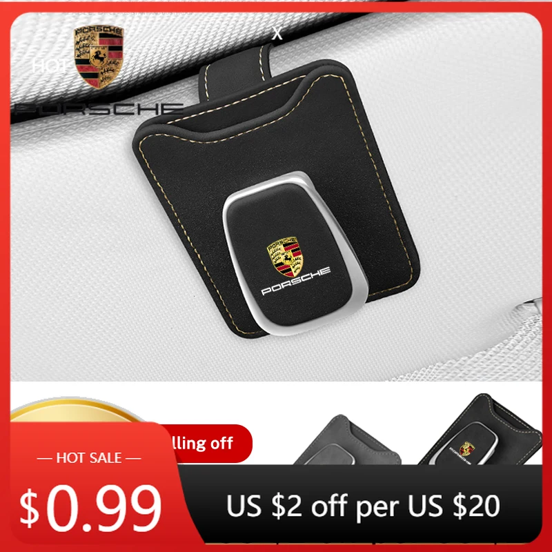 

Car Sticker For Porsche 1PC Car Interior Glasses Clip Card Storage Holder For Porsche Panamera Carrera Macan Boxster Cayman Caye