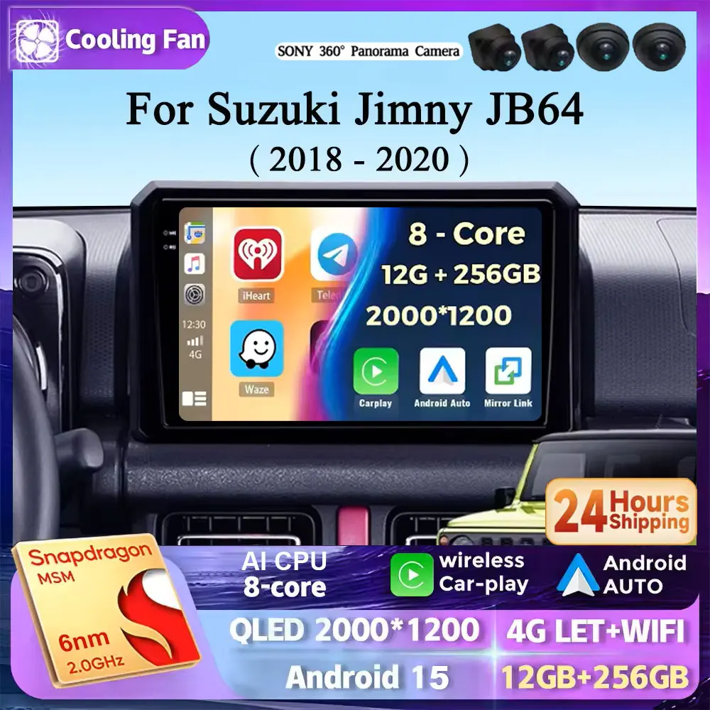 

Android 15 для Suzuki Jimny JB64 2018-2020 2K 12 + 256 QLEDCarPlay Автомобильный радиоприемник Мультимедийный видеоплеер GPS стерео головное устройство 4G