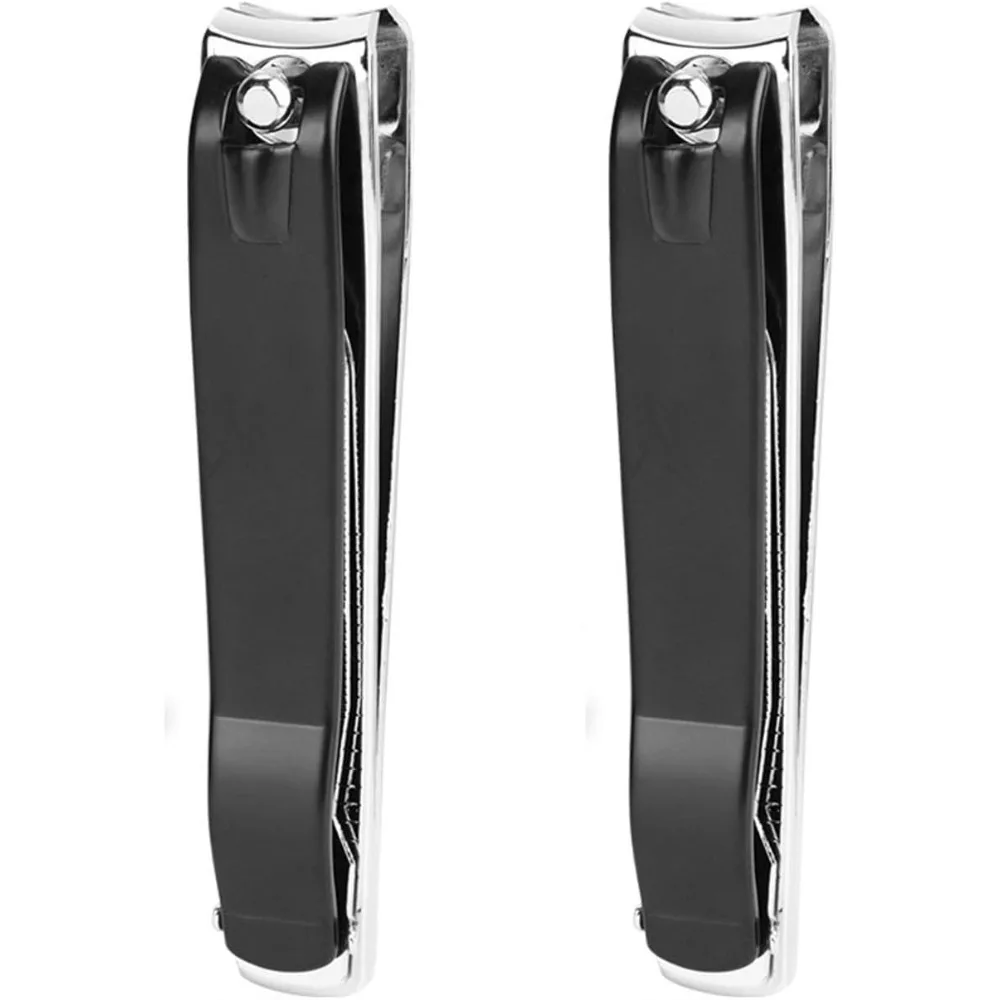 Professional Stainless Steel Nail Clippers Set 2 Pcs Sharp Curved Blade Fingernail Toenail Clippers Manicure Pedicure Tools for Home Travel