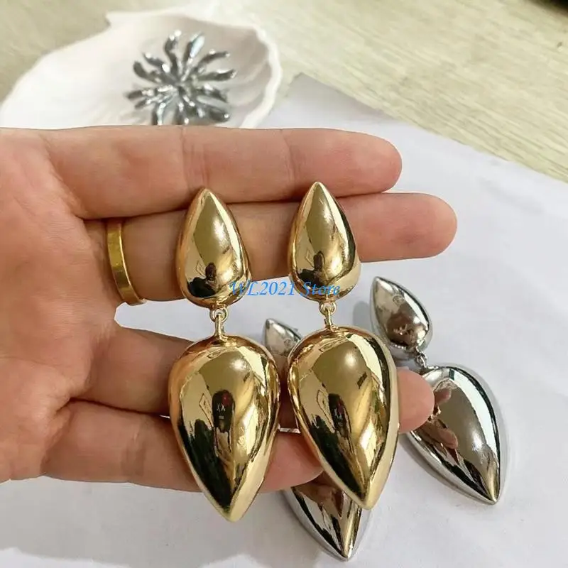 

G5GC Fashionable Long Drop Earrings Gold Silver Finish Stoned Versatile Accessory for Modern Women Ladies Casual Wear