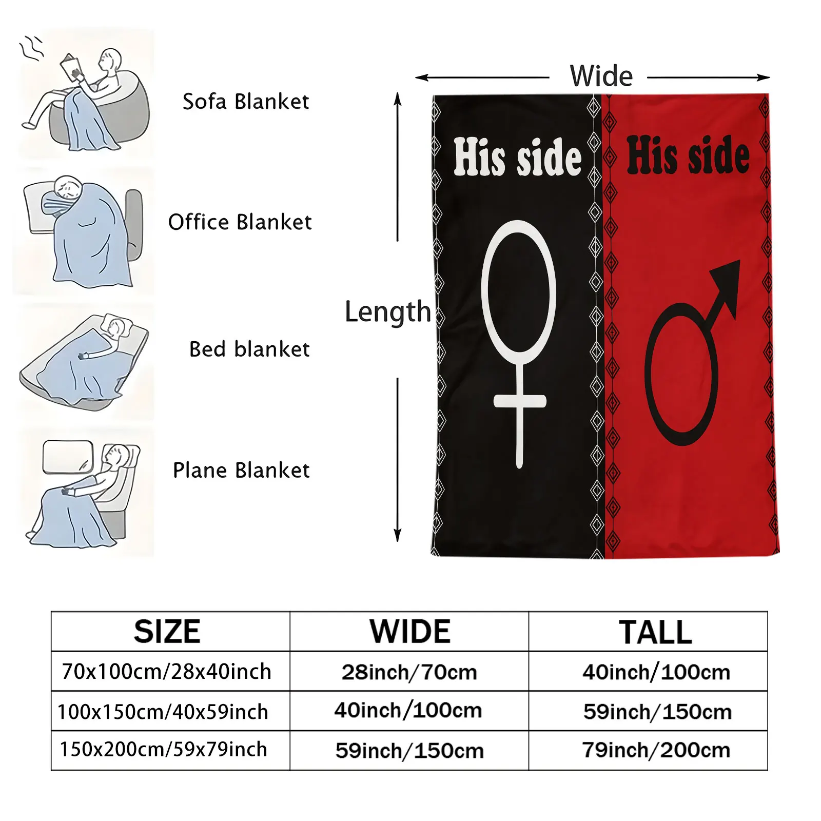 الملك الملكة زوجين الفانيلا بطانية رومانسية القلب تاج طباعة رمي بطانية للمنزل هدية عيد الحب المثالية للأزواج