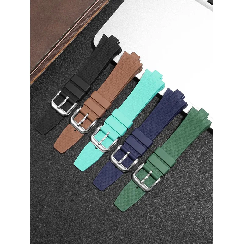Fluororubber watch strap 9mm special wristband with convex mouth stainless steel watch buckle for Citizen NJ0150 NJ0151ME