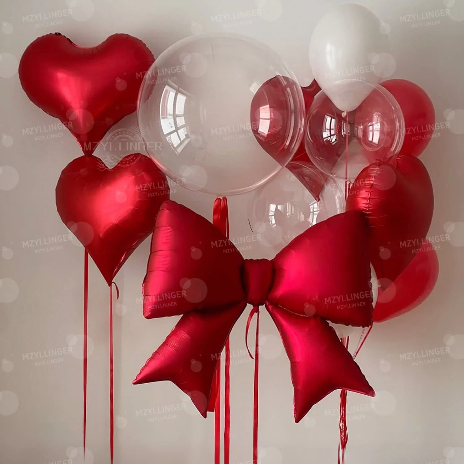Ensemble de ballons en forme d'arc et de cœur rouge, ballon transparent Bobo pour la Saint-Valentin, demande en mariage, mariage, décoration romantique d'anniversaire