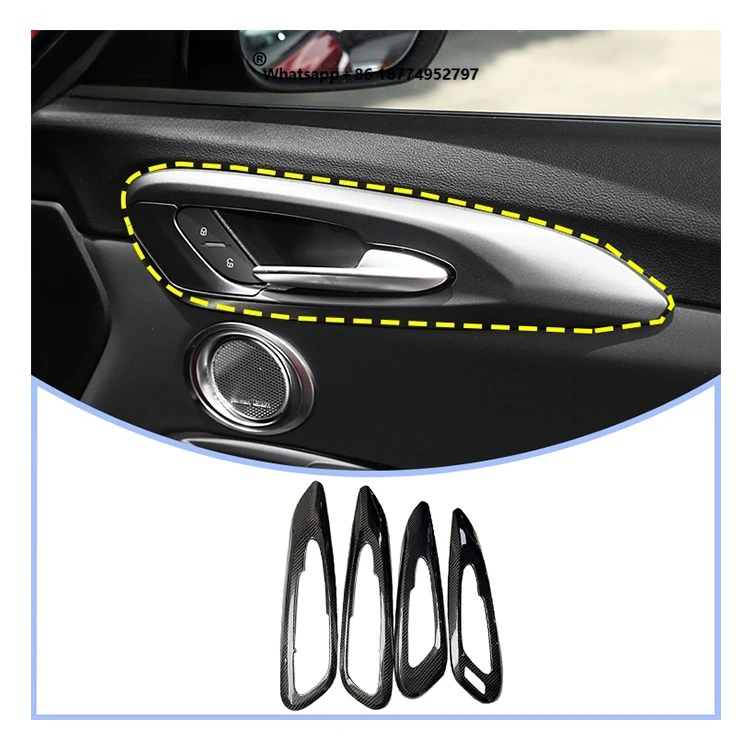 

Rear Door Handle Trim Cover Carbon Fiber Interior Trim Black