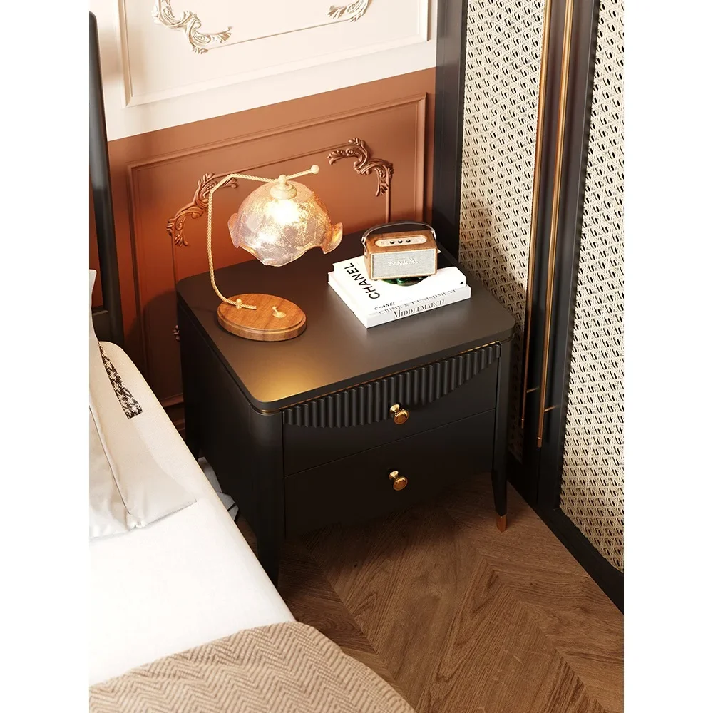 Solid wood bedside table, bedroom, household, 2023 new small unit, light luxury, high-end feeling, retro American bedside storag