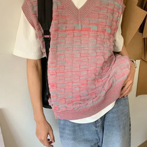 우아한 회색 민소매 조끼 스웨터 조끼 여성 봄, 가을, 겨울 야외 스웨터 스택 셔츠 양복 조끼 