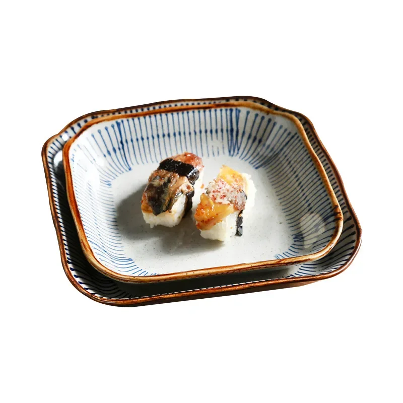 LingAo-Japanese Style Retro Hand-painted Ceramic Tableware, Hotel, Restaurant, Sushi Plate, Chopsticks, Spoon, Bowl Set 5