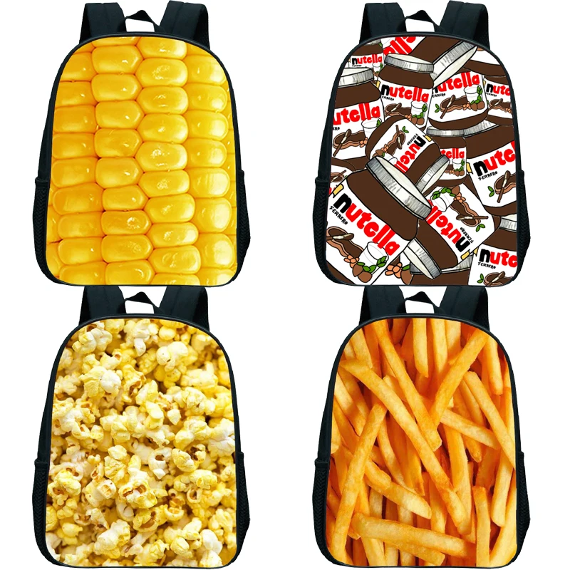 

Food Children's Backpack French Fries Macaron Pizza Cartoon Kindergarten School Bag for Kids Baby Boys Girls Gift