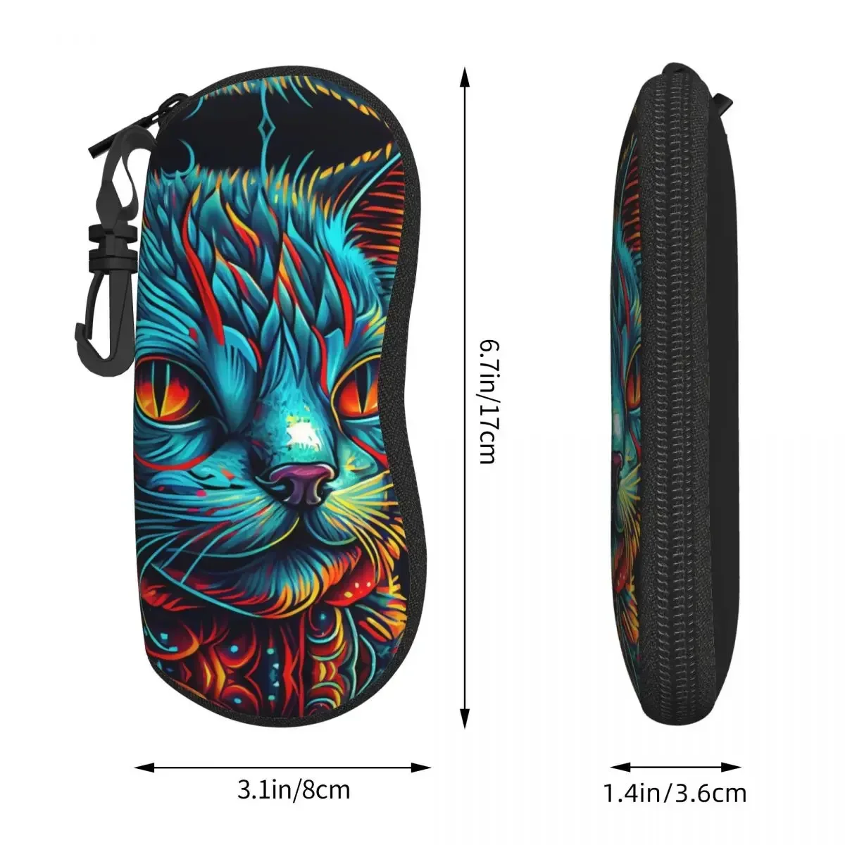 Colorful Cat Glasses Case cute animal print Zipper Sunglasses Pouch Men Women Daily  Box Cute Eyewear Accessory