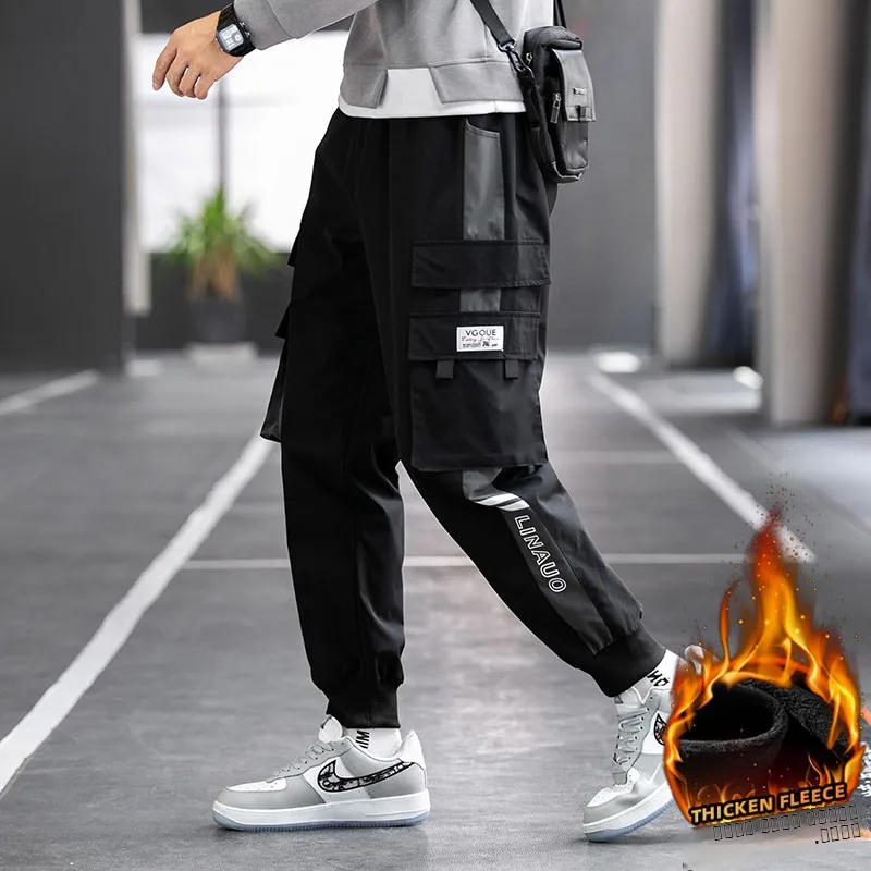 

Men's plus Size Workwear Long Pants Autumn Winter Sports Trousers Fce Lined Thi Casual Nine Points Sweat Pants