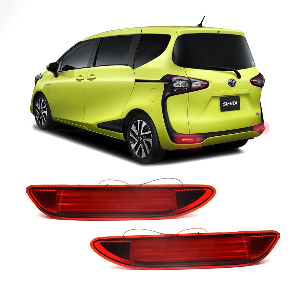 For Toyota SIENTA 2016-up LED Rear Bumper Reflector Lights, Function as Tail, Brake Rear Fog Lamps and Turn Signal Light