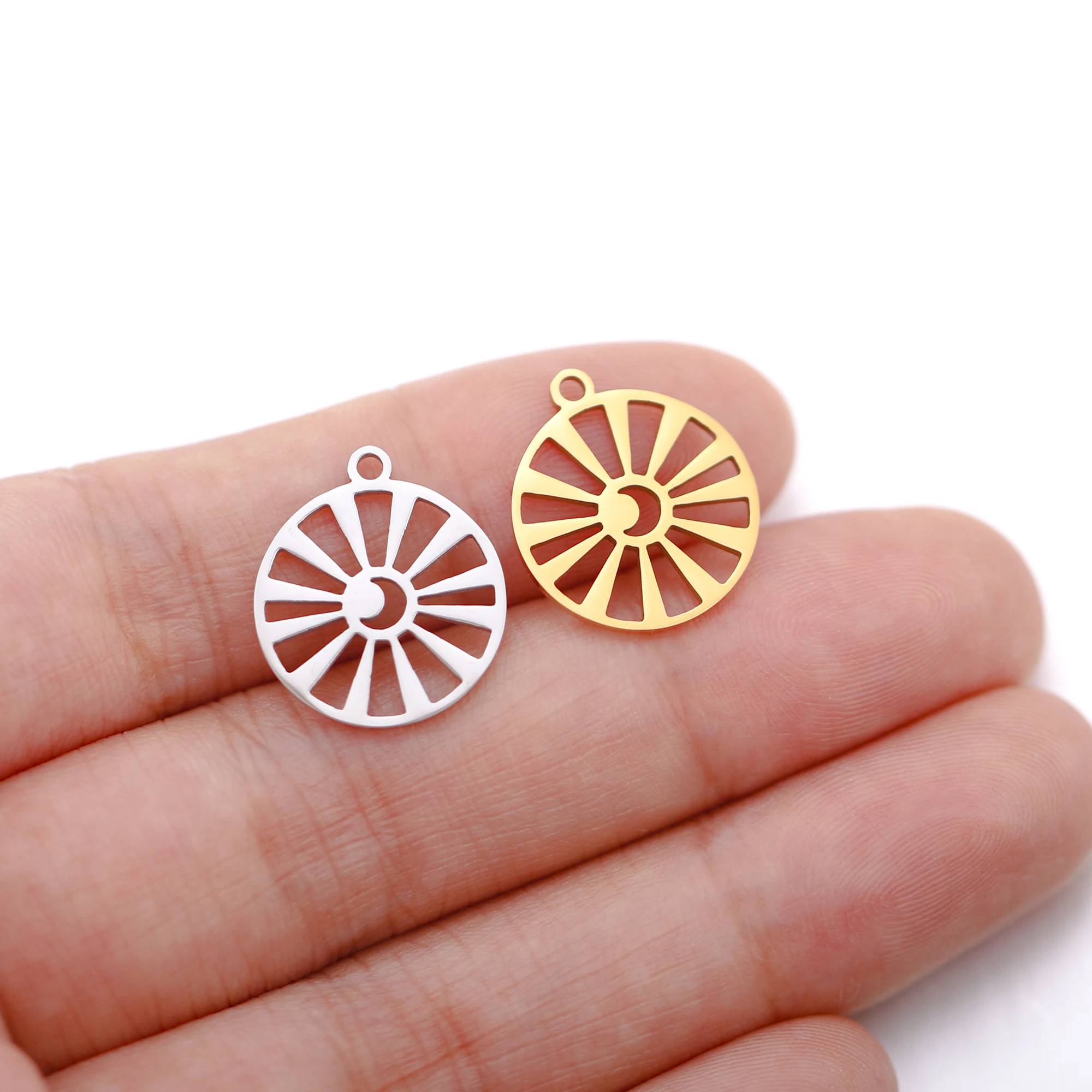 5 teile/los Edelstahl Sonne Mond Sterne Charms Für Schmuck Machen Liefert Diy Ohrringe Armband Halskette Zubehör Großhandel – Detail 12